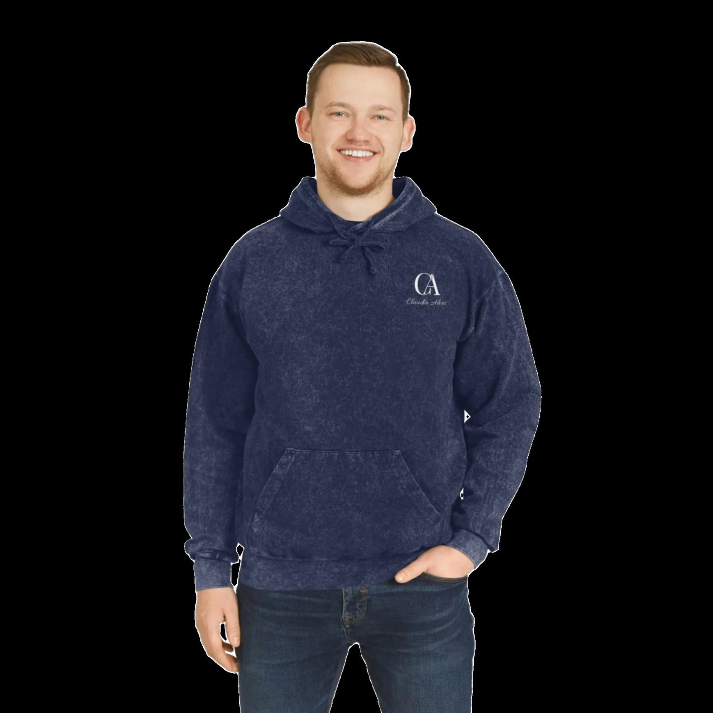 CHIRANTA BRAND NEW CA LOGO Mineral Wash Hoodie - NAVY Printify