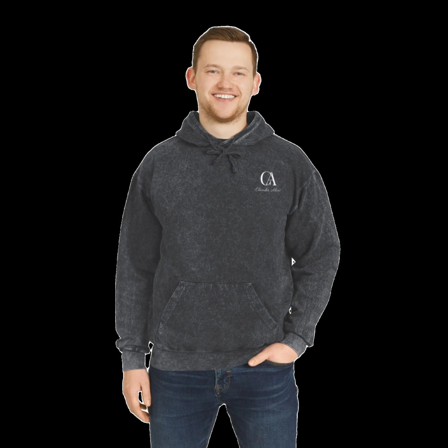 CHIRANTA BRAND NEW CA LOGO Mineral Wash Hoodie - BLACK Printify