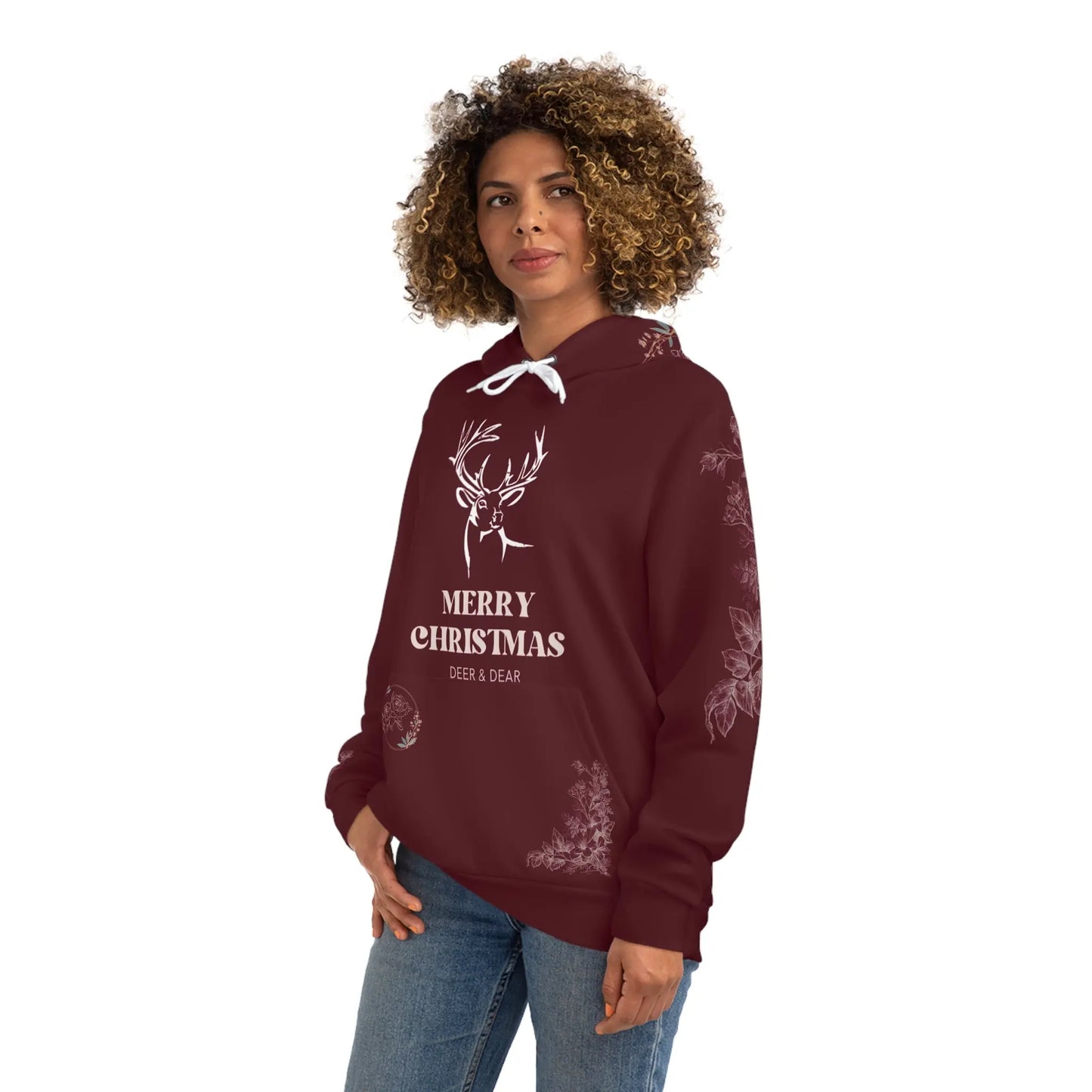 CHIRANTA CHRISTMAS HOODIE: DEER & FLOWER Printify