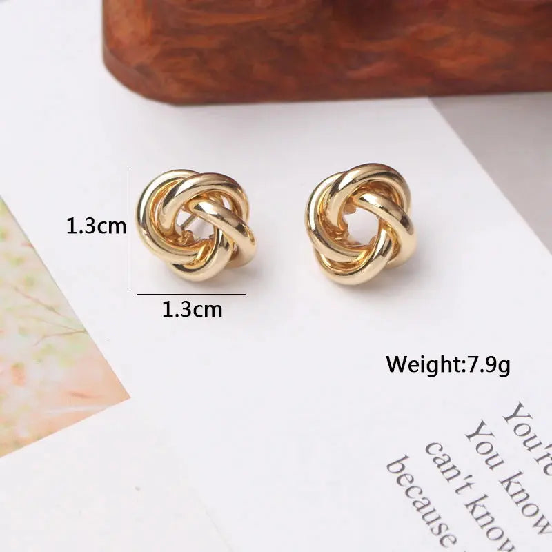 Gold Twist Round Womens Studs Earrings: Tiny & Unique Fashion Jewelry for Women - Chiranta