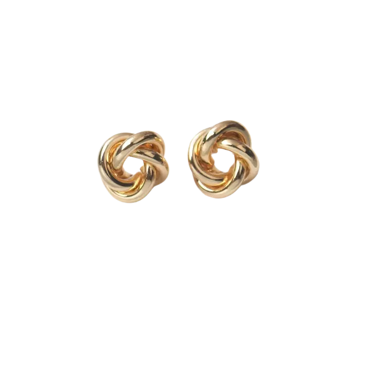 Gold Twist Round Womens Studs Earrings: Tiny & Unique Fashion Jewelry for Women - Chiranta