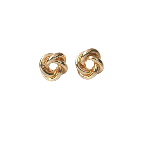 Gold Twist Round Womens Studs Earrings: Tiny & Unique Fashion Jewelry for Women - Chiranta