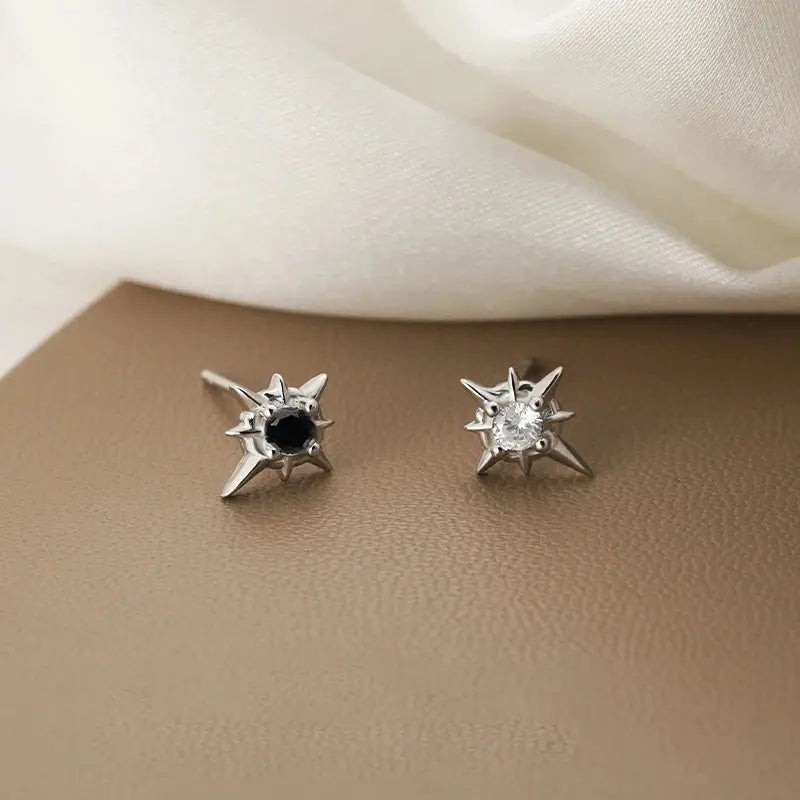 Black Zircon Star Stud Fashion Earrings: Hip-Hop Style for Couples - Chiranta